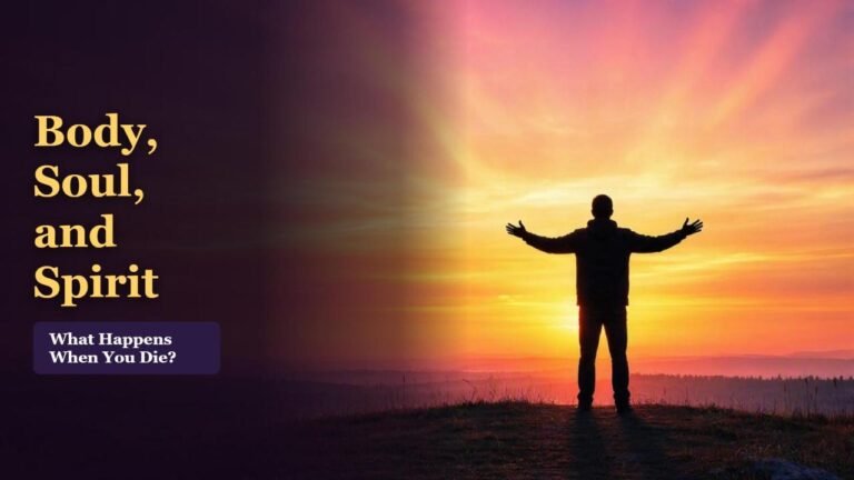 Silhouette of a person standing on a hilltop with arms raised, facing a vivid colorful sunrise