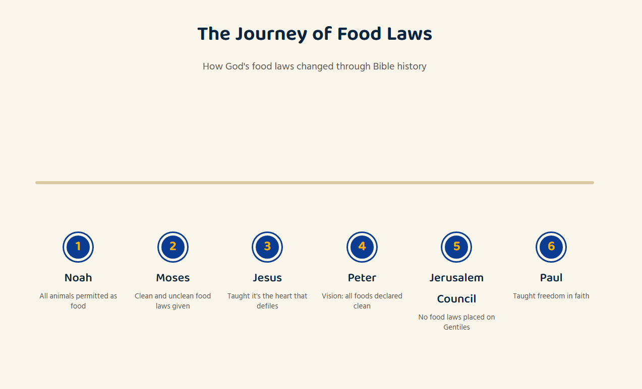 The Bible's journey through food laws: Noah, Moses, Jesus, Peter, the Jerusalem council, Paul