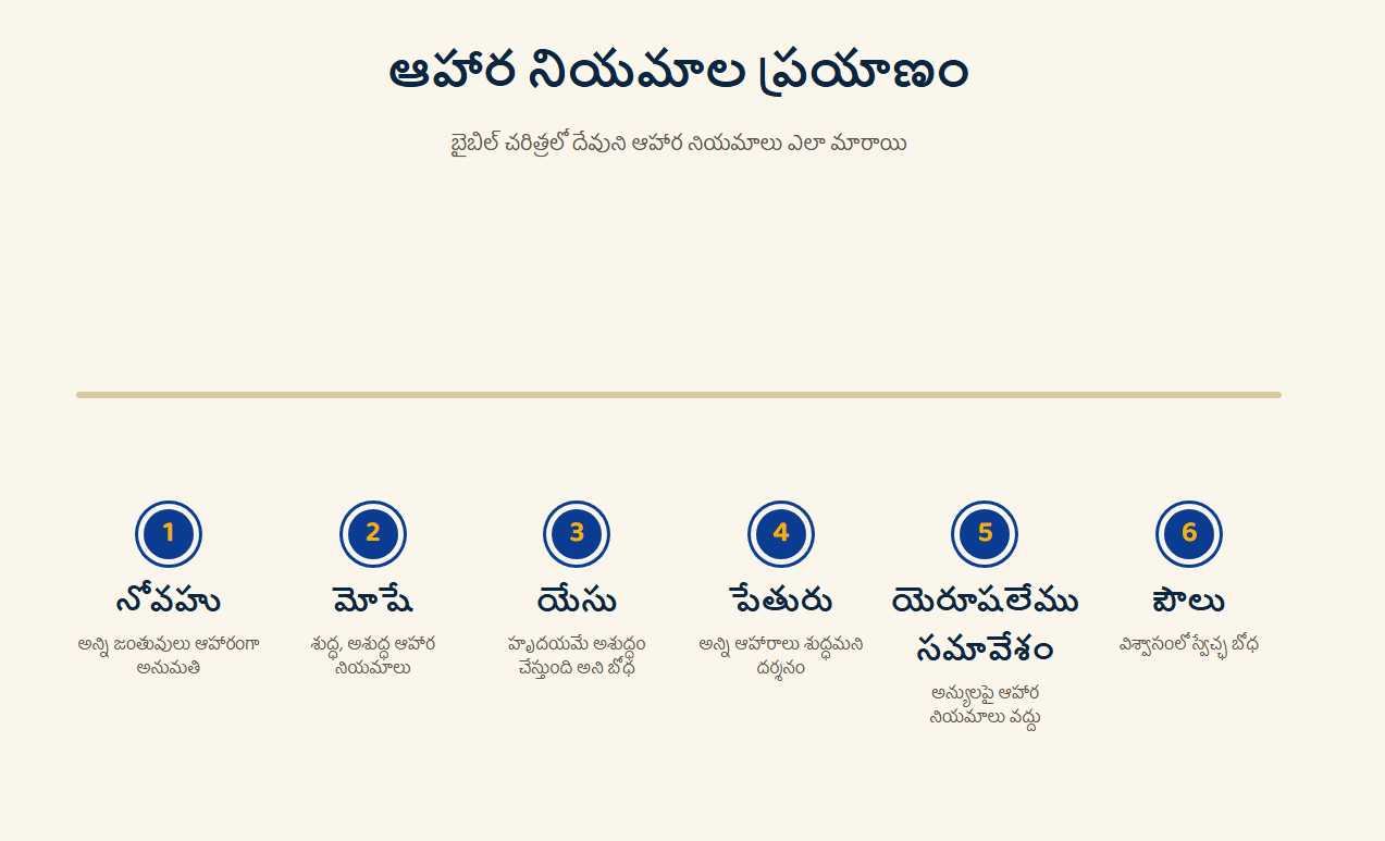 ఆహార నియమాల గురించి బైబిల్ ప్రయాణం: నోవహు, మోషే, యేసు, పేతురు, యెరూషలేము సమావేశం, పౌలు